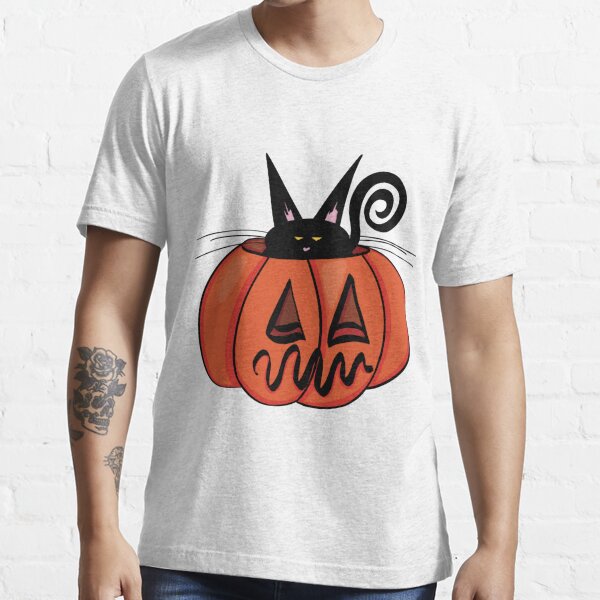 Endastore Black Cat Casual Halloween Pumpkin Short Sleeve T-Shirt