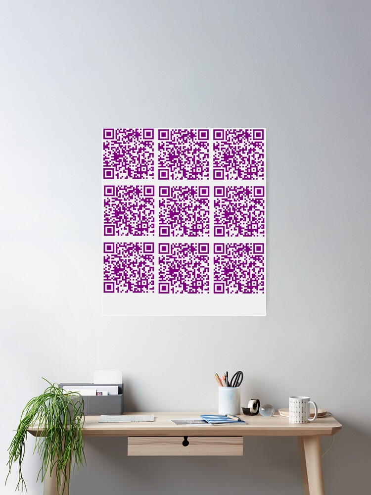 Rick Roll funny prank Video link readable QR Code 3x3 pattern white  fuchsia Magnet for Sale by rednumberone