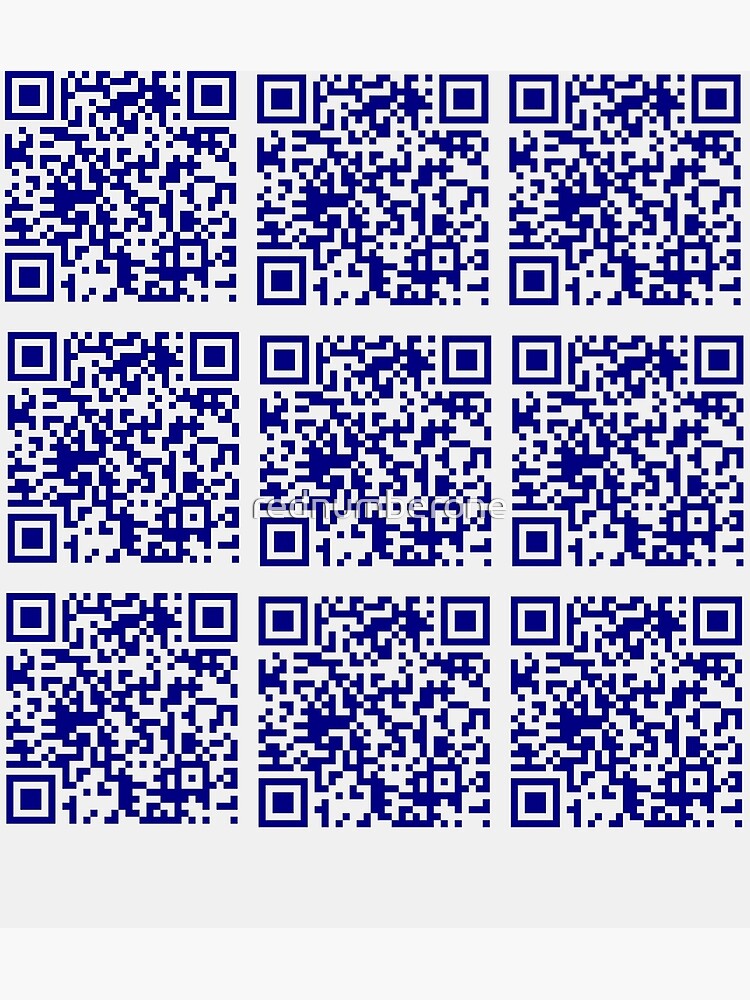 Rick Roll funny prank Video link readable QR Code 3x3 pattern white blue |  Postcard