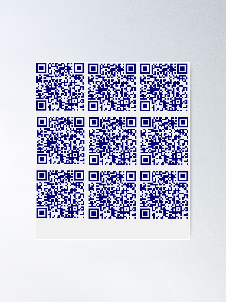 Rick Roll funny prank Video link readable QR Code 3x3 pattern white blue |  Postcard