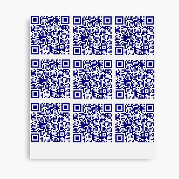 Rick Roll funny prank Video link readable QR Code 3x3 pattern white blue  Poster for Sale by rednumberone