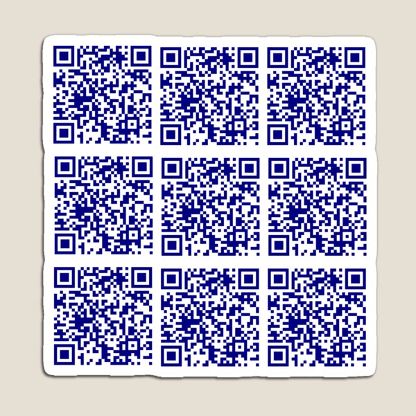 Rick Roll funny prank Video link readable QR Code 3x3 pattern white fuchsia  | Sticker