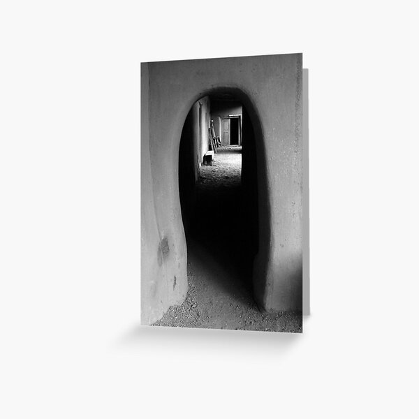 Adobe Passageway – black and white photograph Greeting Card
