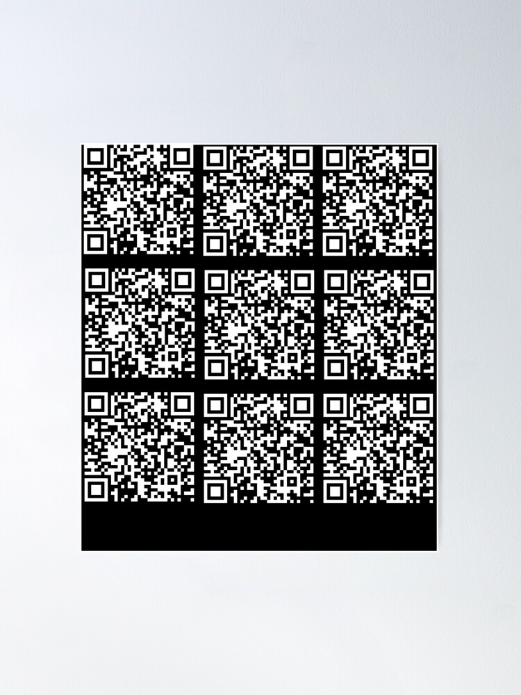 Rick Roll funny prank Video link readable QR Code 3x3 pattern white blue  Poster for Sale by rednumberone