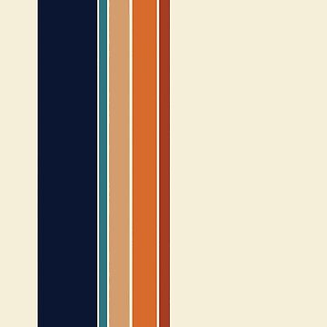 Artwork thumbnail, Retro Vertical Stripes Orange Rust Blue by MonstersMashU