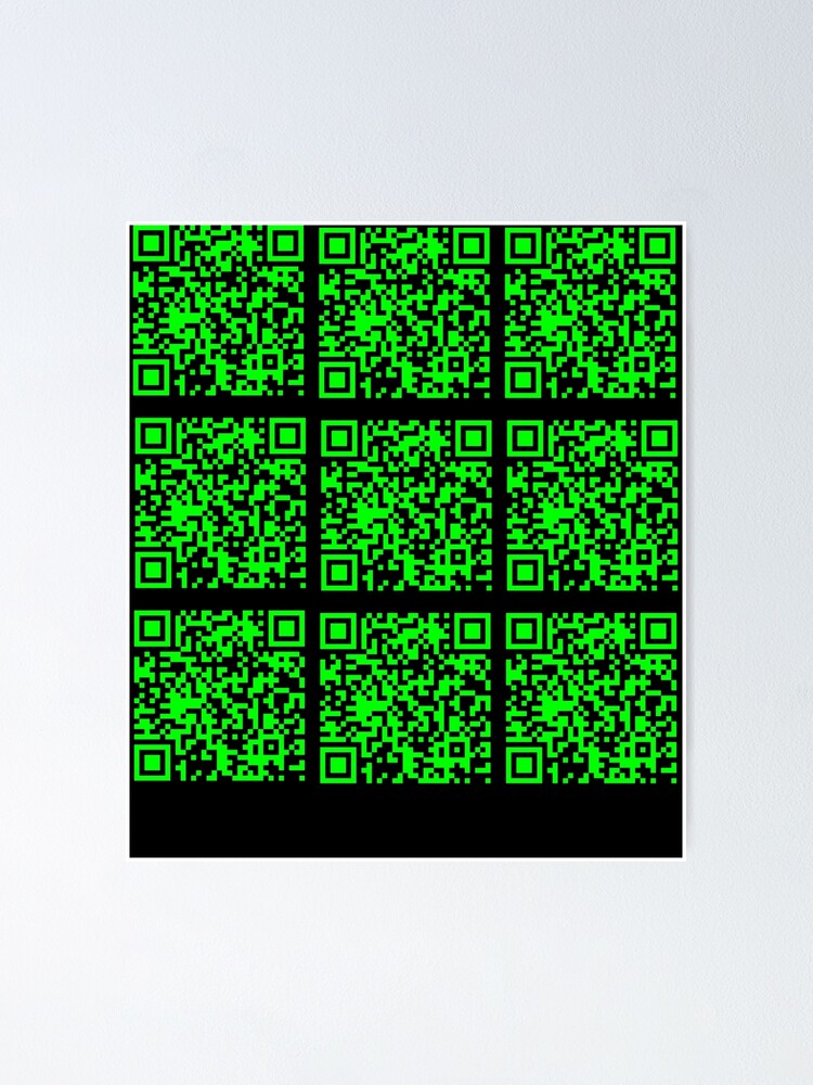 Rick Roll funny prank Video link readable QR Code 3x3 pattern white blue |  Postcard