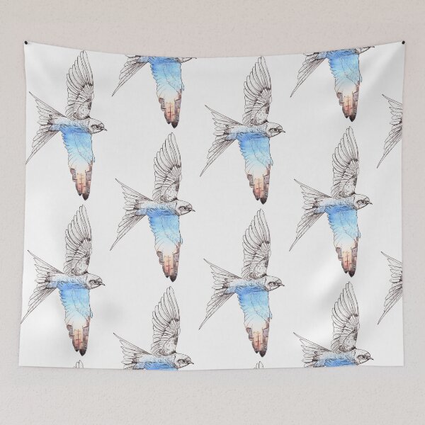 Item preview, Swallow and city  designed and sold by Elena-Kot.