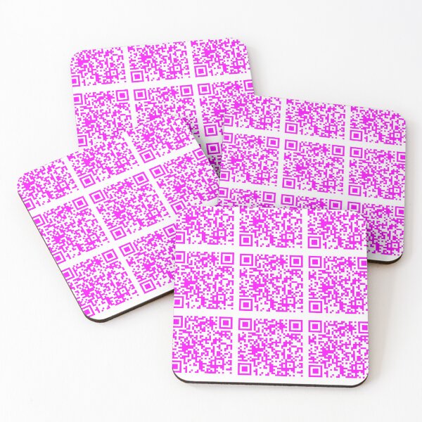 Item preview, Rick Roll funny prank Video link readable QR Code 3x3 pattern white fuchsia designed and sold by rednumberone.