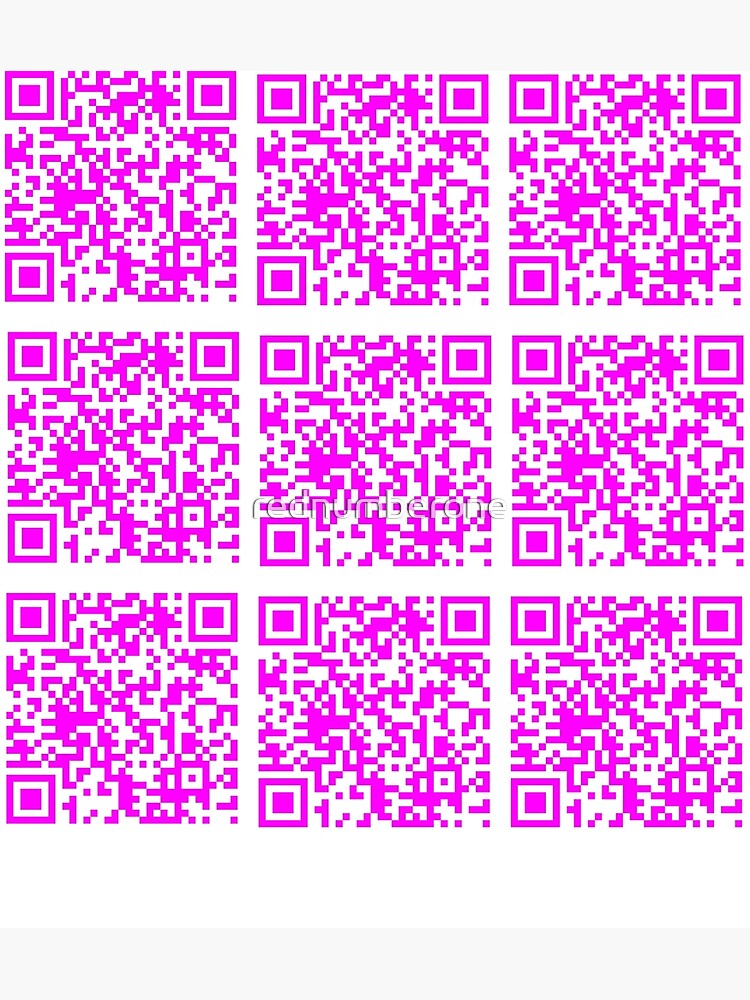 Rick Roll funny prank Video link readable QR Code 3x3 pattern white fuchsia  | Greeting Card