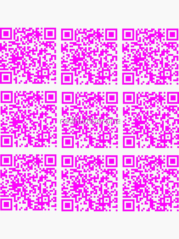 Rick Roll funny prank Video link readable QR Code 3x3 pattern white  fuchsia Sticker for Sale by rednumberone