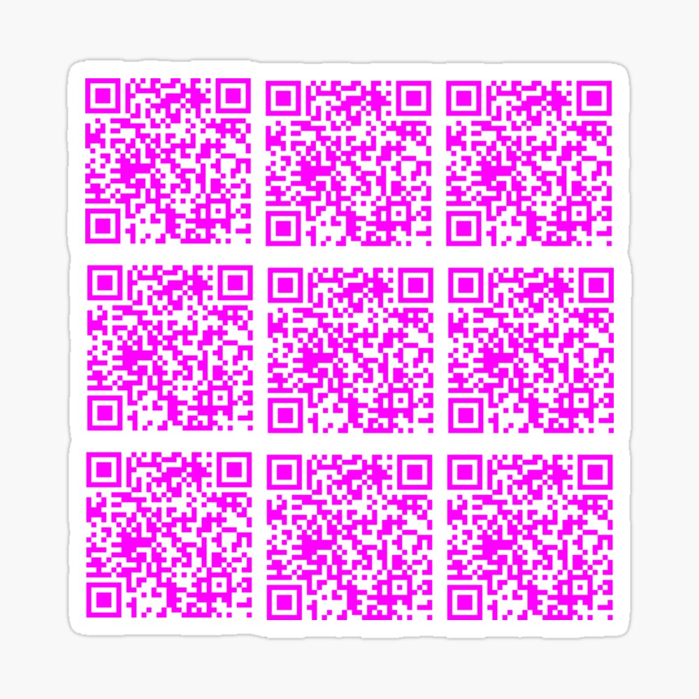 Rick Roll funny prank Video link readable QR Code 3x3 pattern white  fuchsia Magnet for Sale by rednumberone