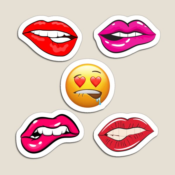 Lip Bite Emoji  Magnet