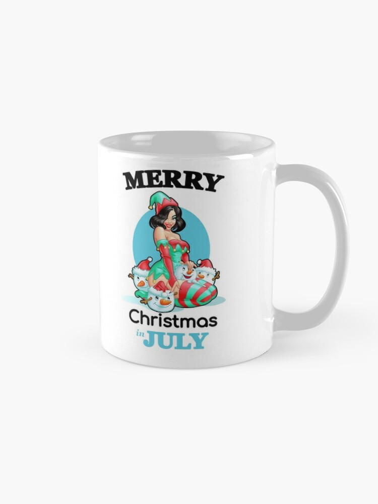 Merry Christmas in July Summer design with print Beautiful girl in