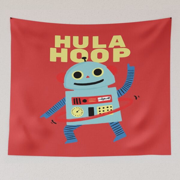 Item preview, CUTE  HULA HOOPING  ROBOT  designed and sold by RetroPlaceee.