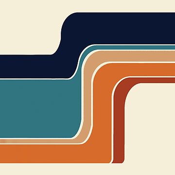 Artwork thumbnail, Retro Zig Zag Stripes Orange Rust Blue by MonstersMashU