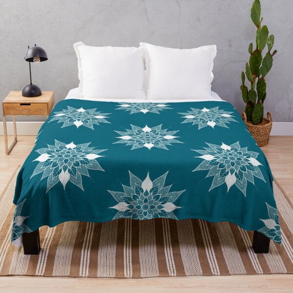 Item preview, Teal and white mandala flower designed and sold by GrowWildArt.