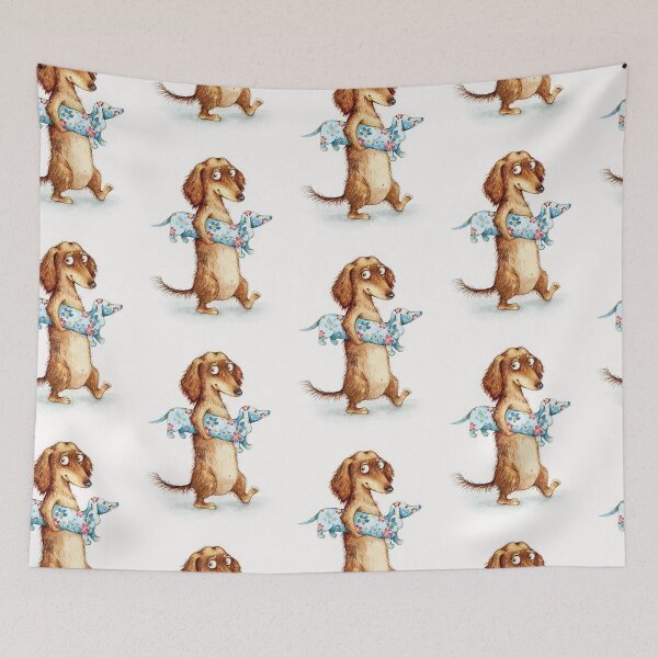 Item preview, Dachshund and tiny pillow designed and sold by LeHongTien.