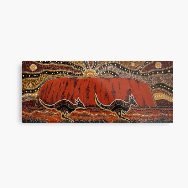 Australian Aboriginal Kangaroo Dot Art Metal Print