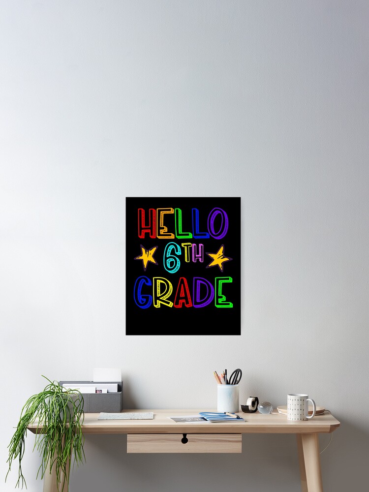 Thumbnail 2 von 3, Poster, Hello 6th Grade Doodle Art New Sixth Grade Student Gift Gear designt und verkauft von DynamicDesign.