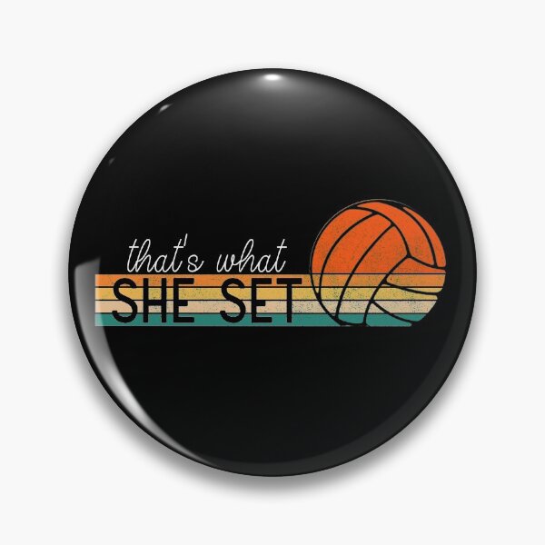 Item preview, Funny Volleyball Pun "That's What She Set" Retro Sunset Graphic  designed and sold by DSweethearts.