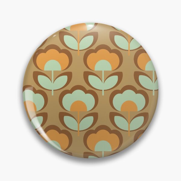 Item preview, 70s style faded beige graphic flower pattern designed and sold by Pattern Art Designs.