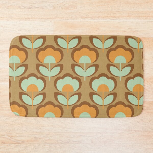 Item preview, 70s style faded beige graphic flower pattern designed and sold by Pattern Art Designs.