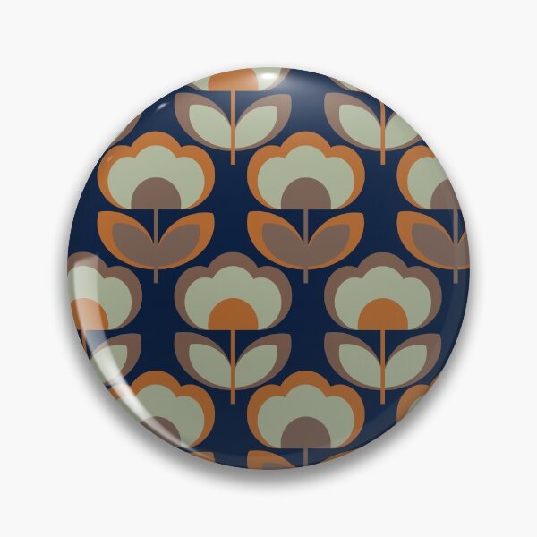 Item preview, 70s style dark blue graphic flower pattern designed and sold by Pattern Art Designs.