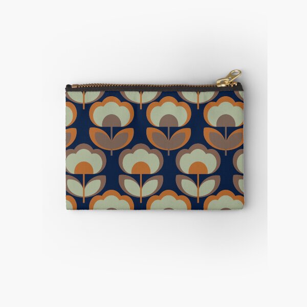 Item preview, 70s style dark blue graphic flower pattern designed and sold by Pattern Art Designs.