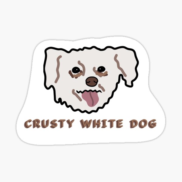 Crusty White Dog Glossy Sticker