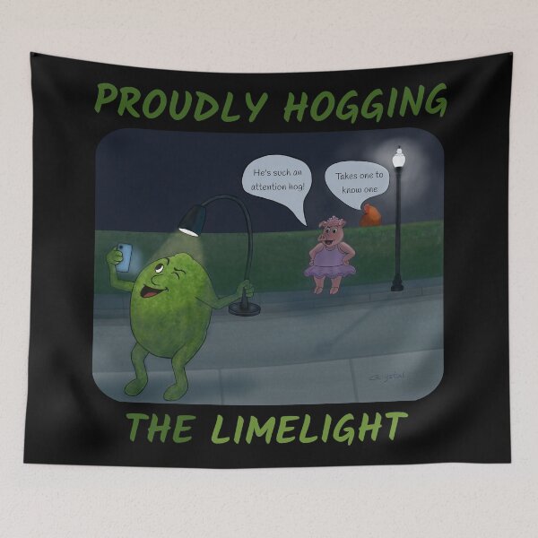 Item preview, Proudly Hogging the Limelight – Funny cartoon of a lime taking a selfie designed and sold by Crystal Raymond.