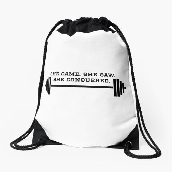 LIFTING - SHE CAME. SHE SAW. SHE CONQUERED. Drawstring Bag