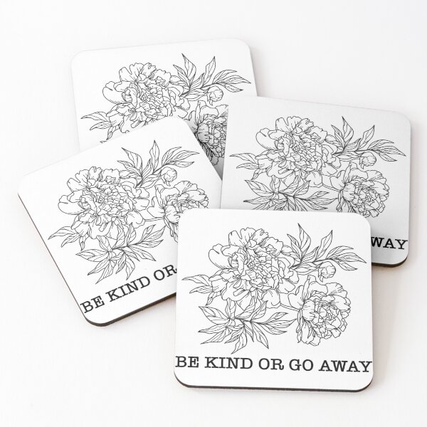 Item preview, Be Kind Or Go Away Peonies Flowers Black Line designed and sold by LaGode.