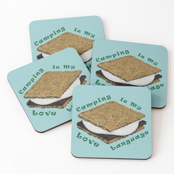 Item preview, Camping Is My Love Language Green Text with Smores Chocolate Marshmallow Graham Cracker Treat designed and sold by kmcs.