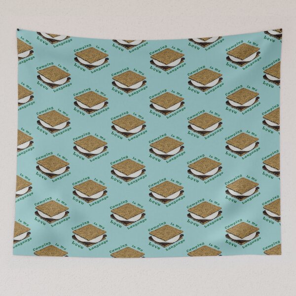 Item preview, Camping Is My Love Language Green Text with Smores Chocolate Marshmallow Graham Cracker Treat designed and sold by kmcs.
