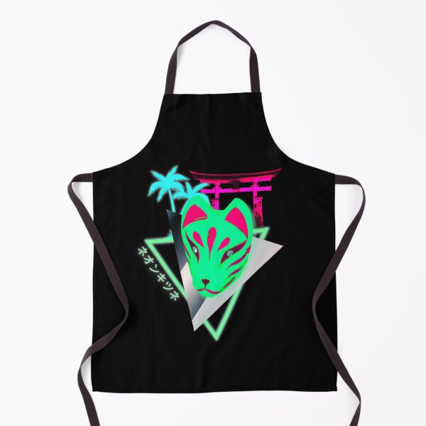 Item preview, Neon Kitsune Fox Mask Vaporwave Synthwave Shrine designed and sold by ShirtVibes.