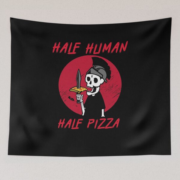 Item preview, Half Human Half Pizza | Spooky Skeleton Eating Pizza designed and sold by The-ItemShop.