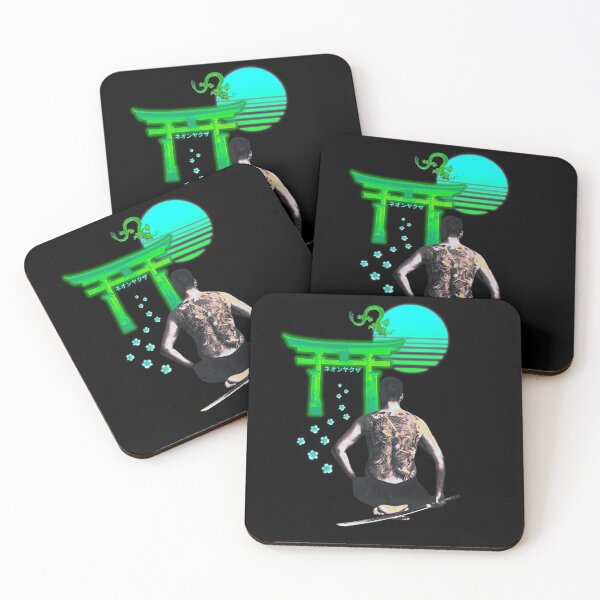 Item preview, Neon Yakuza Silver Vaporwave Synthwave Sun Dragon Torii   designed and sold by ShirtVibes.