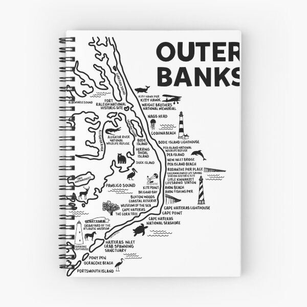 Artikelvorschau, Karte der Outer Banks entworfen und verkauft von fiberandgloss.