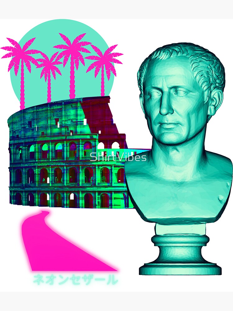 Aesthetic 90's Retro Vaporwave Augustus statue Long Sleeve T Shirt