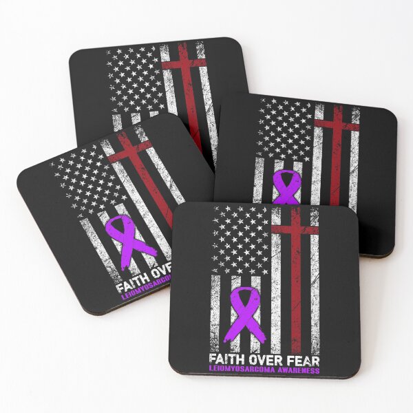 Item preview, Christian Distressed USA Flag Cross Faith Over Fears Leiomyosarcoma Awareness designed and sold by Brad-FI.