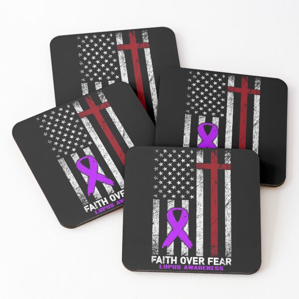 Item preview, Christian Distressed USA Flag Cross Faith Over Fears Lupus Awareness designed and sold by Brad-FI.