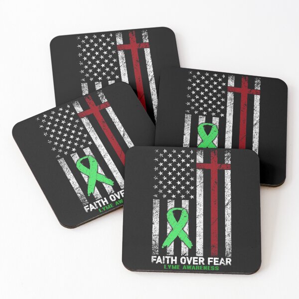 Item preview, Christian Distressed USA Flag Cross Faith Over Fears LYME Awareness designed and sold by Brad-FI.