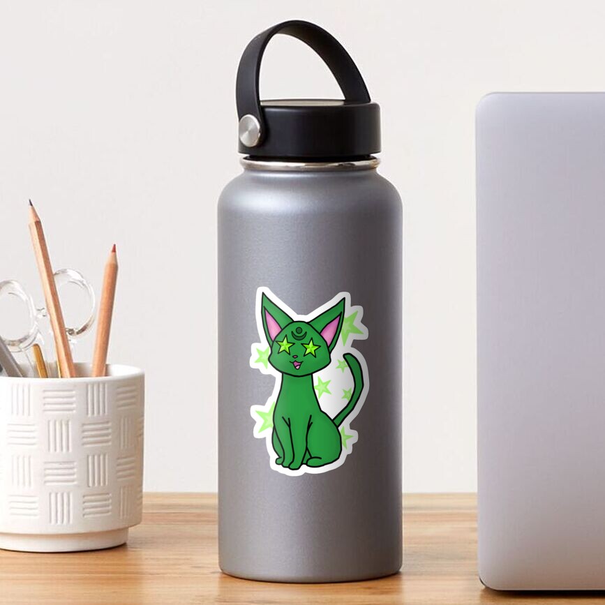 Starry Eyes Green Kitten Sticker