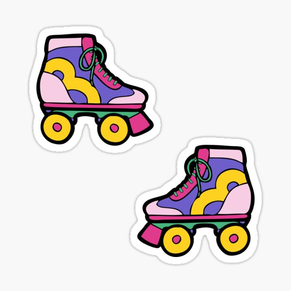 90s Roller Skate Pattern on Black Sticker for Sale by evannave