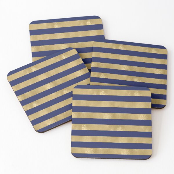 Item preview, Navy Blue and Gold Metallic Horizontal Stripes designed and sold by Amy Brinkman.