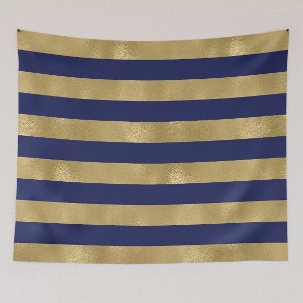Item preview, Navy Blue and Gold Metallic Horizontal Stripes designed and sold by Amy Brinkman.