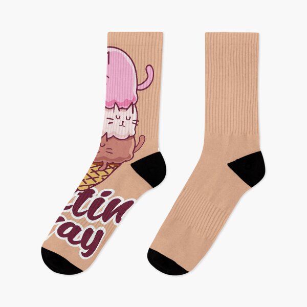 Artikelvorschau, cute kawaii ice cream cats „melting away“ entworfen und verkauft von TrueType.