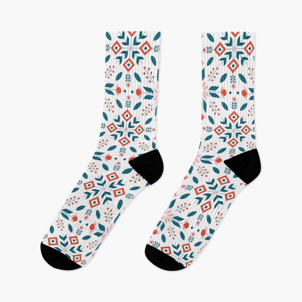 Item preview, Floral scandinavian pattern with abstract spring flowers, leaf and geometric shapes designed and sold by GarikProst.