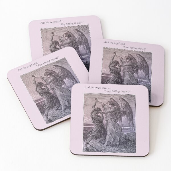 Item preview, And The Angel Said "Stop Hitting Thyself" - Purple designed and sold by Checkerworks.