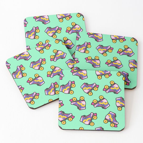 Item preview, 90s Roller Skate Pattern on Neon Jade designed and sold by evannave.